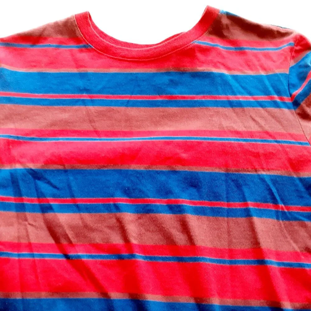 Sonoma Boys T-Shirt Red Blue Stripe Long Sleeve Size Large